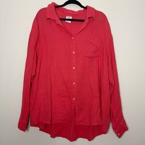 GAP The Big Shirt Crinkle Gauze Beachy Boho Oversized Layering Buttondown Shirt
